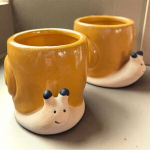 Cute Snail Planter 2” Mini Ceramic Succulent Pot Whimsical Decor